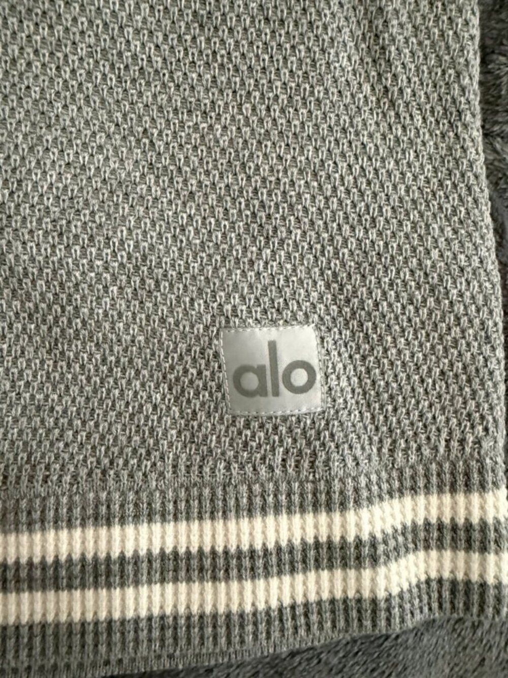 ALO Yoga Ribbed Sweater Knit Highline Dress Lunar Grey/White S - Picture 4 of 4
